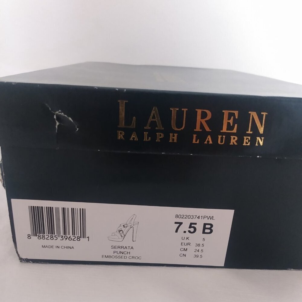 Lauren By Ralph Lauren Serrata Crocodile Pattern Heels Platform Shoes 7.5 - Picture 4 of 7